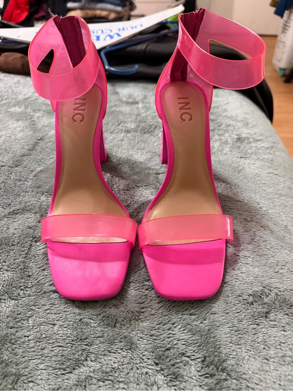 INC International Concepts Hot Pink Block Heel Sandals
